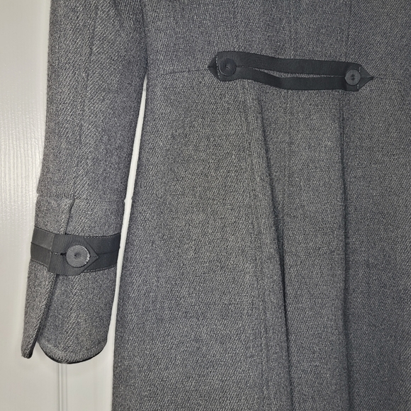 Zara Gray Wool Military Knee-Length Coat Sz XS/S - Picture 4 of 5